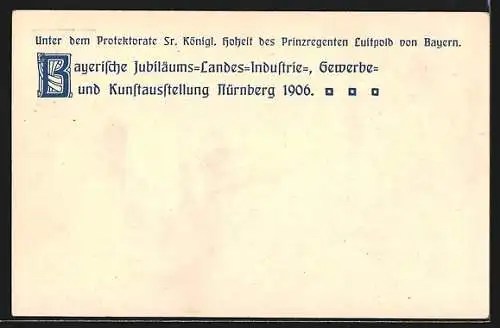 AK Nürnberg, Jübilaums-Landes-Ausstellung 1906, Frau mit Zahnrad