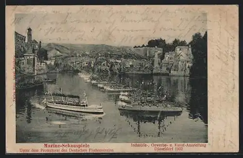 AK Düsseldorf, Industrie-, Gewerbe- u. Kunst-Ausstellung 1902, Marine-Schauspiele aus der Vogelschau