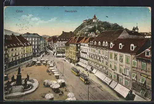 AK Graz, Strassenbahn am Hauptplatz