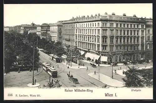 AK Wien, Strassenbahn am Kaiser Wilhelm-Ring, Wollzeile