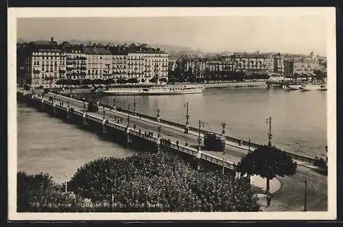 AK Genève, Rade et Pont du Mont Blanc, Strassenbahn