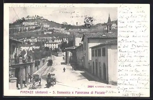 AK Firenze, S. Domenico e Panorama di Fiesola