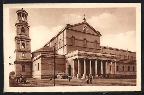 AK Roma, Basilica di S. Paolo, Strassenbahn