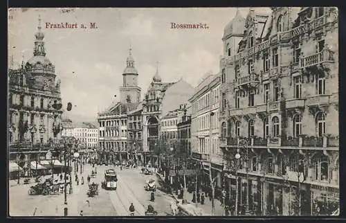 AK Frankfurt a. M., Strassenbahn am Rossmarkt