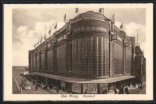 AK Den Haag, Bijenkorf, Strassenbahn