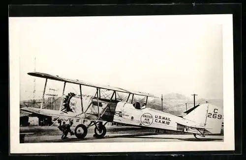 Fotografie Flugzeug, Doppeldecker United Air Laines US Mail C.A.M. 18 Kennung C269
