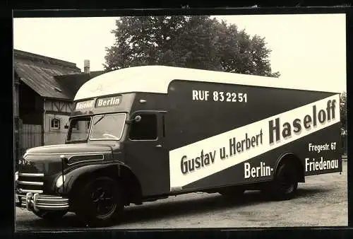 Fotografie Ackermann-Fahrzeugbau Wuppertal, Lastwagen Aufbauten, LKW MAN Fa. Gustav & Herbert Haseloff Berlin-Friedenau