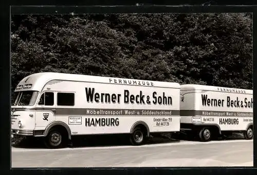 Fotografie Ackermann-Fahrzeugbau Wuppertal, Lastwagen Aufbauten, LKW Büssing Fa. W. Beck & Sohn Spedition in Hamburg