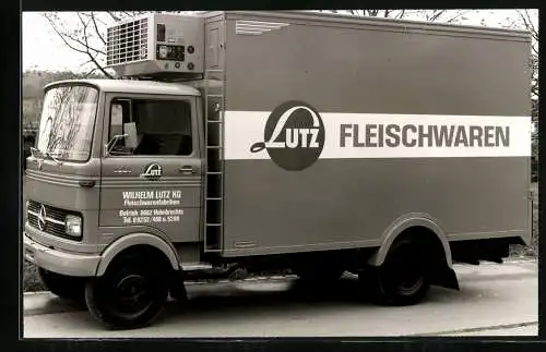 Fotografie Ackermann-Fahrzeugbau Wuppertal, Lastwagen Aufbauten, LKW Mercedes Benz Fa. Lutz Fleischwaren Helmbrechts