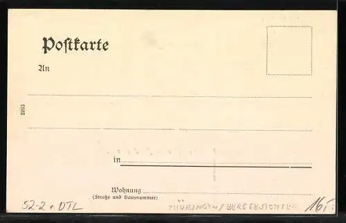 Künstler-AK Friedrichroda, Ortsansicht mit Gottlob, Spiessberg, Regenberg, Gänsekuppe, Berggesichter