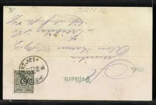 Lithographie Stuttgart, Kgl. Schloss mit Anlagensee