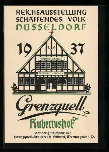 AK Düsseldorf, Reichsausstellung Schaffendes Volk 1937, Gasthaus Hubertushof