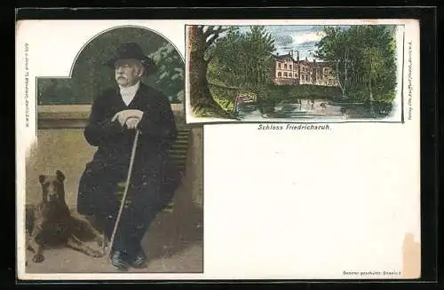 AK Ganzsache PP9C83 /04: Friedrichsruh, Bismarck mit Hund, Schloss Friedrichsruh