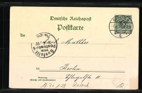 Lithographie Fürst Bismarck berichtet Kaiser Wilhelm I., Ganzsache 5 Pfennig