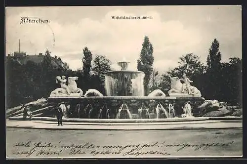 AK München, am Wittelsbacherbrunnen