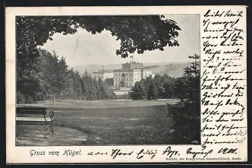 AK Essen / Ruhr, Blick zur Villa Hügel