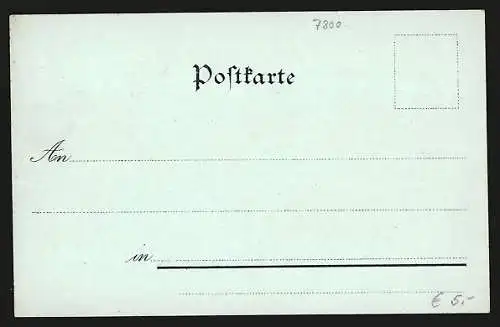 Mondschein-Lithographie Freiburg i. Br., Waldsee und Blick vom Lorettoberg