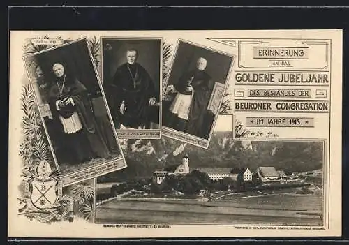AK Beuron, Goldenes Jubeljahr 1913, Kloster, Erzabt Placidus Wolter 1890-1902, Erzabt Dr. Ildefons Schober