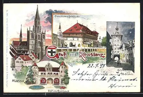 AK Konstanz, Münster, Hof im Rathaus, Schnetzthor mit Husshaus, Conciliumsgebäude