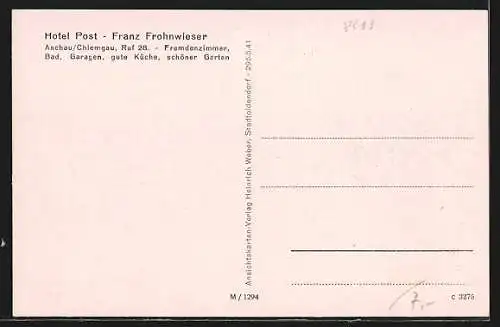 AK Niederaschau, Hotel Post, Bes. F. Frohnwieser