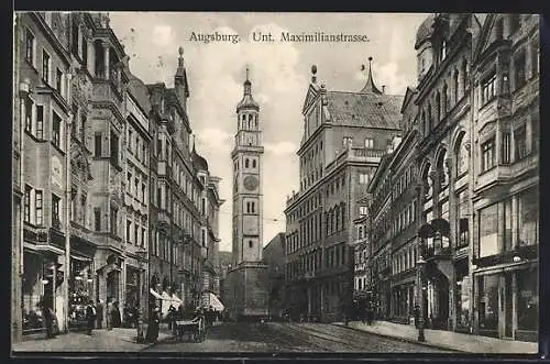 AK Augsburg, Passanten in der Unt. Maximilianstrasse