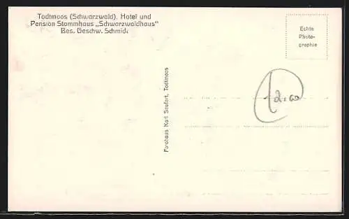 AK Todtmoos i. Schwarzwald, Hotel und Pension Stammhaus Schwarzwaldhaus mit Auto