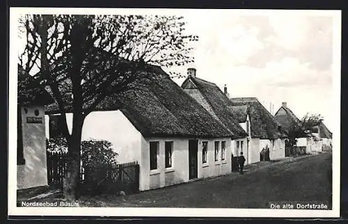 AK Büsum, Blick in die alte Dorfstrasse