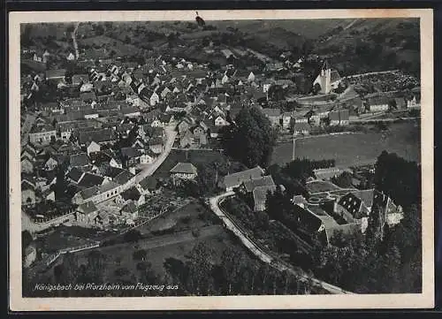 AK Königsbach bei Pforzheim, Ortsansicht vom Flugzeug aus
