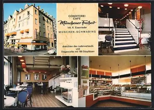 AK München-Schwabing, Conditorei-Café Münchener Freiheit, Inh. K. Eisenrieder