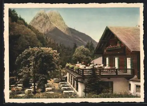 AK Garmisch-Partenkirchen, Gasthaus Aule-Alm mit Terrasse