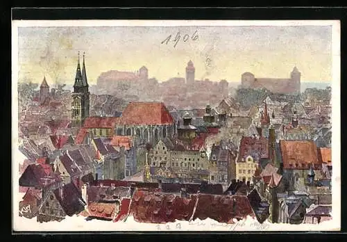 Künstler-AK Heinrich Kley: Nürnberg, Bayer. Jubiläums-Landesausstellung 1906