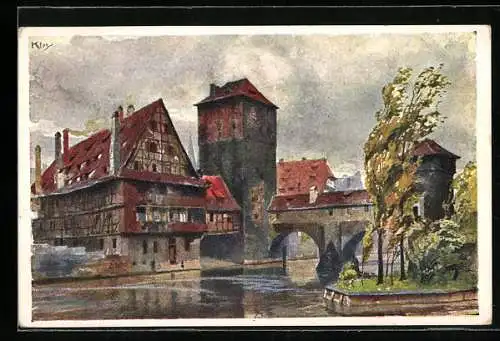 Künstler-AK Heinrich Kley: Nürnberg, Am Henkersteg