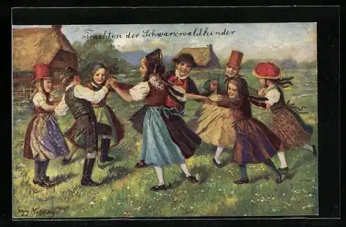 Künstler-AK Georg Mühlberg: Ringelreihen im Schwarzwald