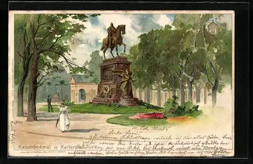 Künstler-AK Heinrich Kley: Karlsruhe, Das Kaiserdenkmal