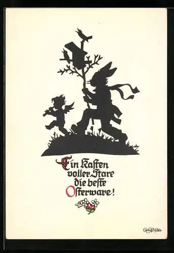 Künstler-AK Georg Plischke: Osterhase und Engelskind