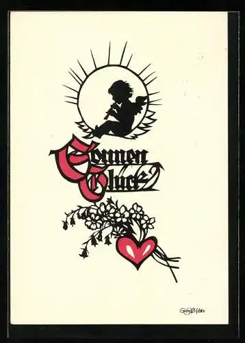 Künstler-AK Georg Plischke: Engelskind spielt Flöte