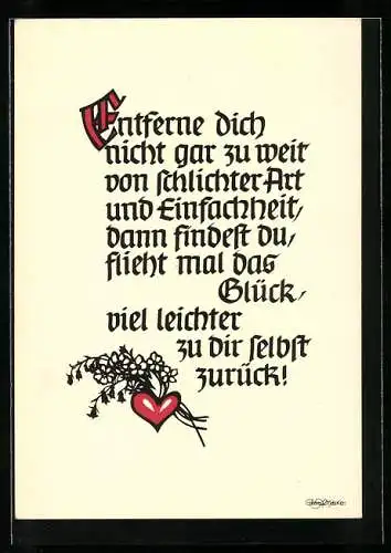 Künstler-AK Georg Plischke: Entferne dich nicht gar zu weit von schlichter Art und Einfachheit