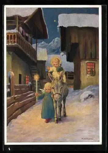 Künstler-AK Schönermark: Christkindele komm doch zu uns rein