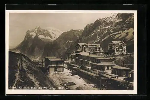 AK Kl. Scheidegg, Bergbahn vor dem Wetterhorn