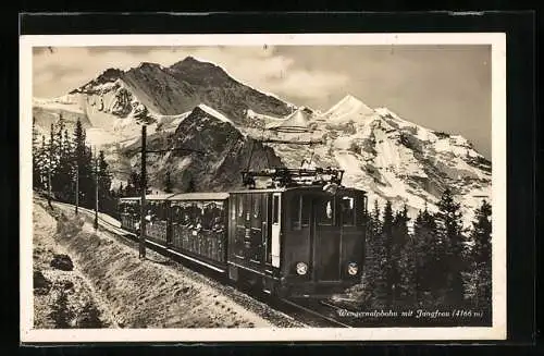 AK Wengernalpbahn mit Jungfrau, Bergbahn & Gebirgspanorama