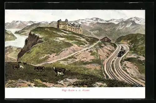 AK Rigi-Kulm, Bergbahn u. d. Alpen