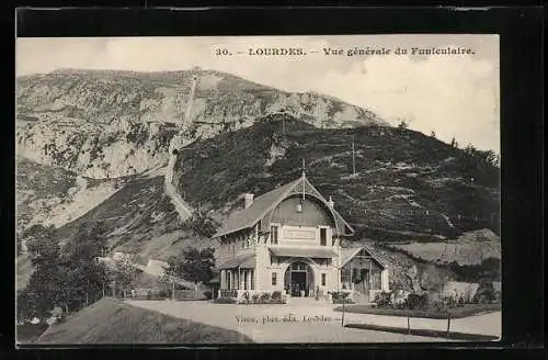AK Lourdes, Vue générale du Funiculaire