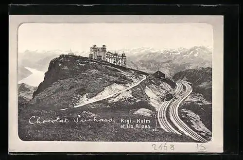 AK Rigi-Kulm, Bergbahn gegen die Alpen