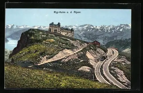 AK Rigi-Kulm, Bergbahn u. d. Alpen
