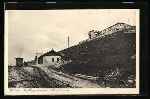 AK Bergbahn an der Station Schafbergspitze mit Hotel