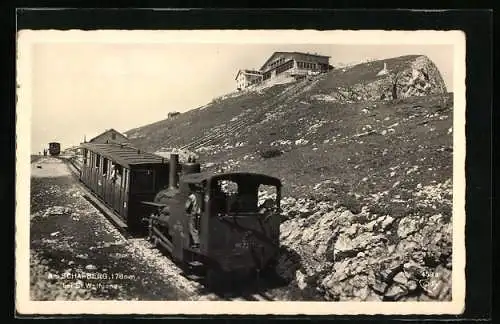 AK Schafberg, Bergbahn auf dem Weg zum Gipfel