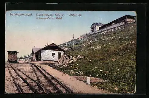 AK Schafbergspitze, Station der Zahnrad-Bergbahn und Hotel