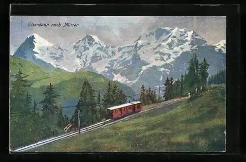 AK Mürren, Bergbahn am Bergwald