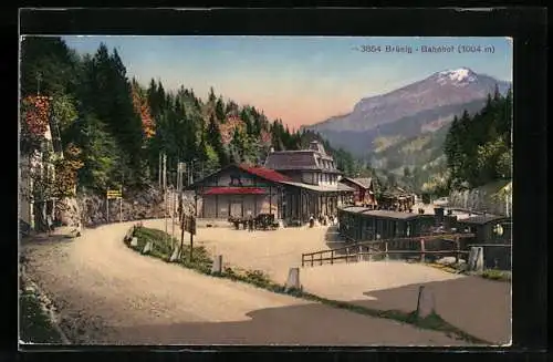 AK Brünig, Ortspartie mit Bahnhof
