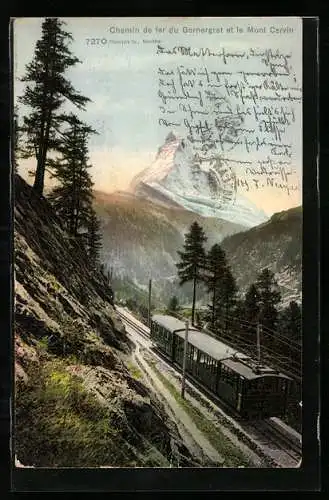 AK Bergbahn am Chemin de fer zwischen Gornergrat und Mont Cervin